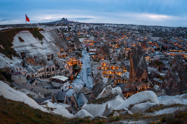 Foto paisagem do ponto de vista do pôr do sol de goreme