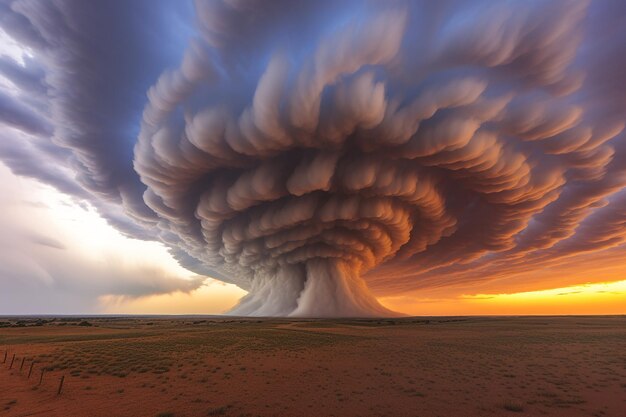 Foto paisagem dramática de nuvens com nuvens mamatas