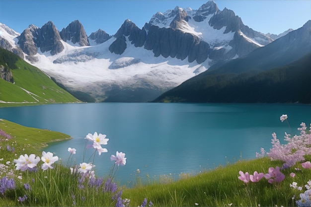 Paisagem espetacular de alta montanha com um lago