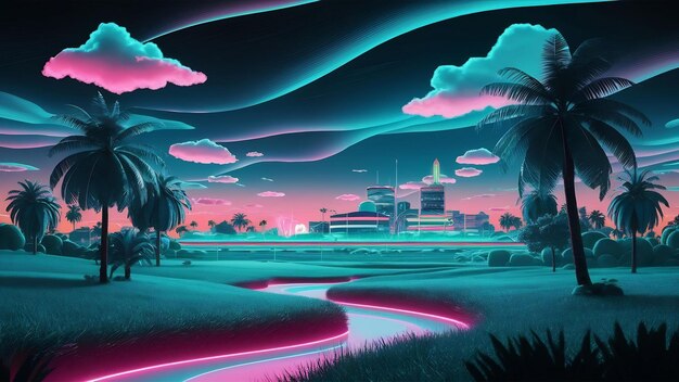 Foto paisagem estética retro vaporwave