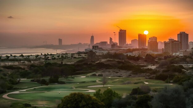 Foto paisagem fascinante do parque charles clore em tel aviv, israel