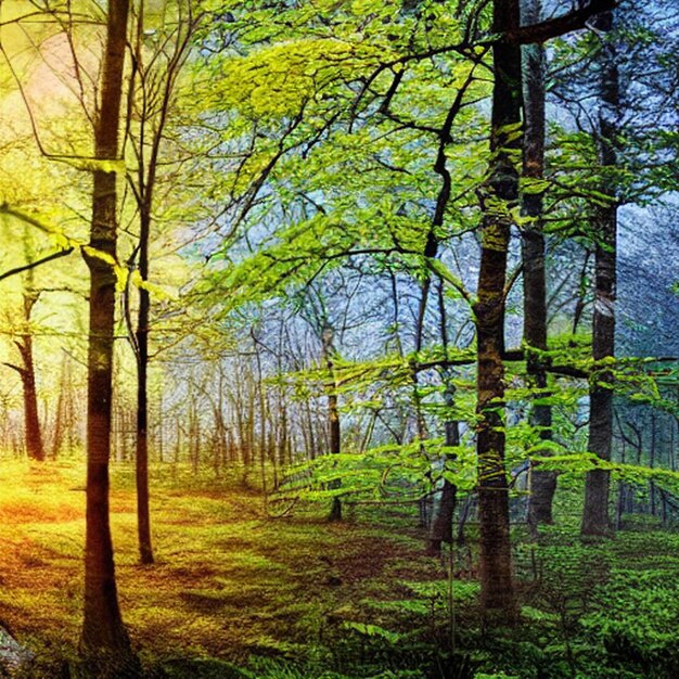 paisagem florestal encantadora folha de samambaia e brilhante