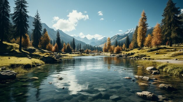 paisagem fluvial montanhas