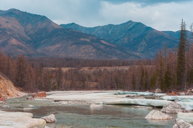 Paisagem linda primavera das montanhas ocidentais de sayan.