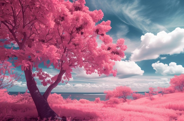 Paisagem magenta surrealista