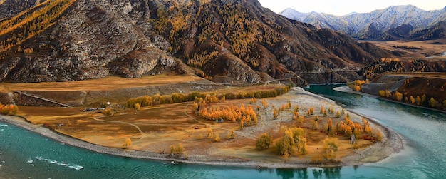 paisagem montanha altai, paisagem paisagem liberdade, natureza outono da sibéria