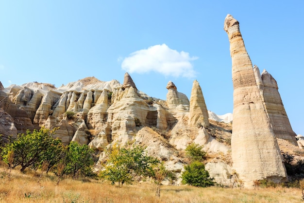 Paisagem montanhosa cênica no Vale do Amor Capadócia Anatólia Turquia