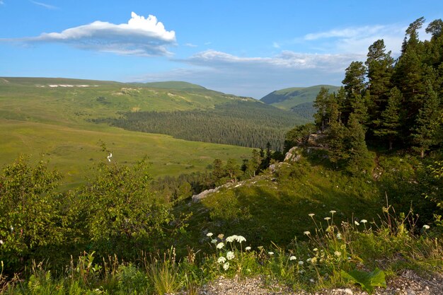 Paisagem montanhosa do planalto LagoNaki no Cáucaso Ocidental da Adygea Rússia