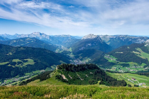 Paisagem montanhosa em The Grand-Bornand, Haute-Savoie, França