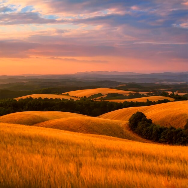 Paisagem montanhosa no nascer do sol