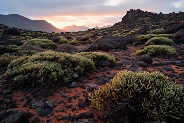 Paisagem montanhosa pôr do sol