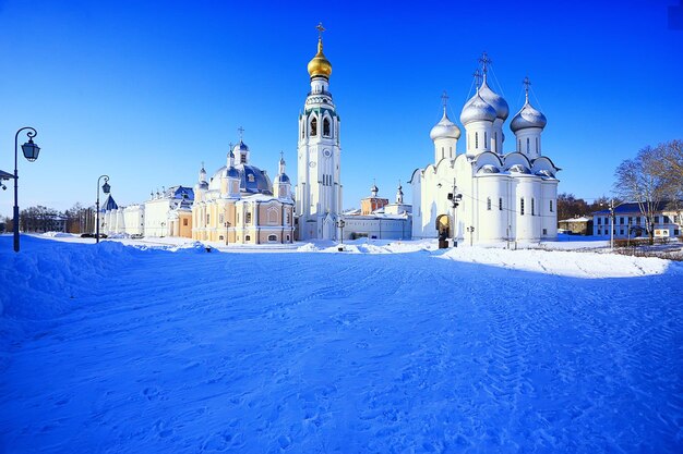 paisagem mosteiro de inverno Vologda Ferapontovo Kirillov, norte da Rússia