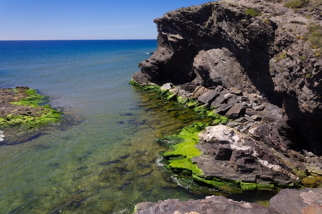 paisagem na praia pedra no mar