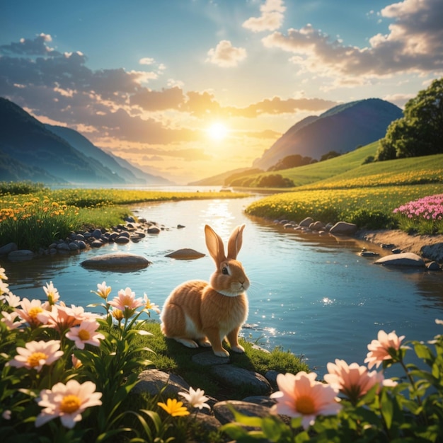 Foto paisagem natural com o rio rabbit