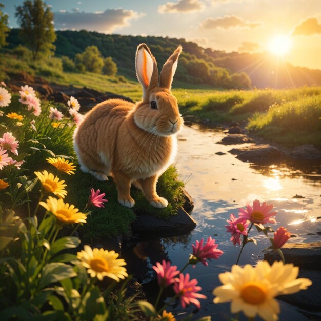 Foto paisagem natural com o rio rabbit