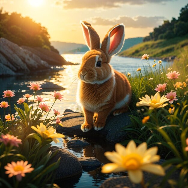 Foto paisagem natural com o rio rabbit