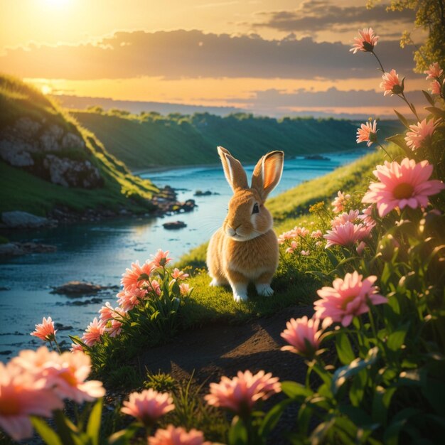 Foto paisagem natural com o rio rabbit