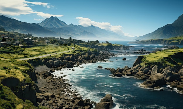 Paisagem natural de verão com vistas para as montanhas em um dia ensolarado Foco suave seletivo