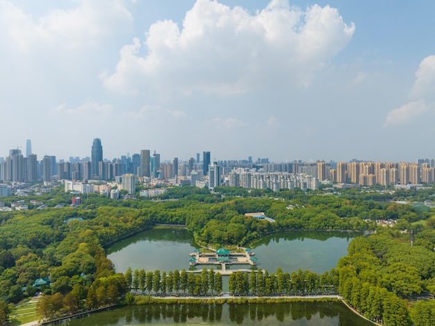 Paisagem natural de verão da Área Cênica do Lago Leste de Wuhan