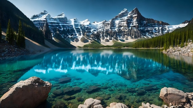 Paisagem natural incrivelmente bela de um lago de montanha com uma superfície de água turquesa e cintilante