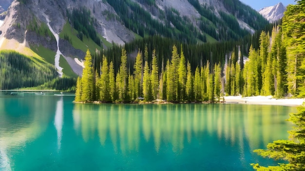 Paisagem natural incrivelmente bela de um lago de montanha com uma superfície de água turquesa e cintilante