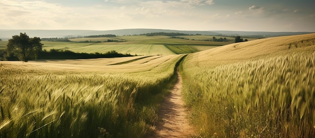 Paisagem natural rural de verão com campos AI Generated Image