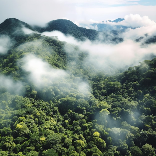 Paisagem nebulosa na selva Nebulosa e montanha de nuvens