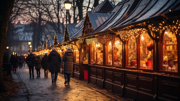 Foto paisagem pitoresca do mercado de natal