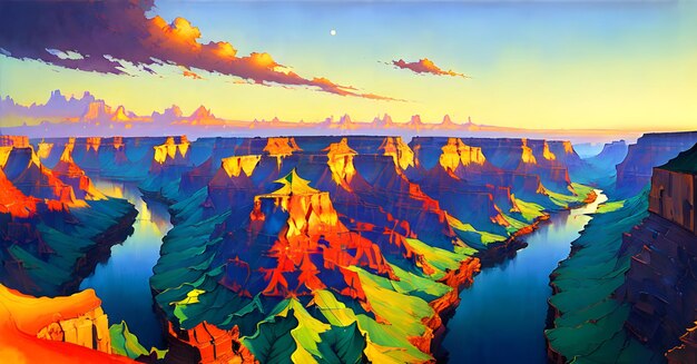 Paisagem Pradarias do oeste selvagem Canyon Concept pintura de um belo fundo ocidental Generative AI