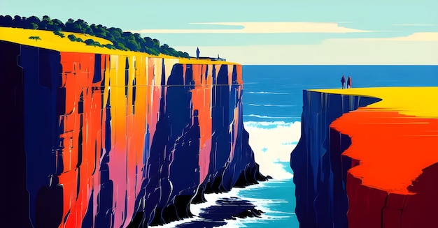 Paisagem Rocky Cliffs Borda da montanha Bem-sucedida Concept Art papel de parede AI Gerado para postagens de instagram de pintura de parede de mídia social