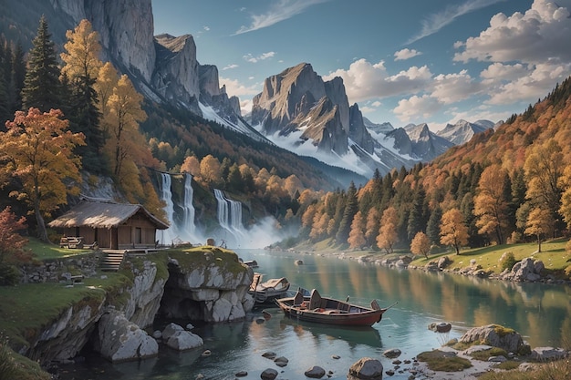 Paisagem serena da natureza refletindo cena tranquila através da água