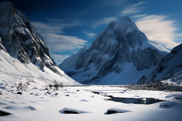 Foto paisagem tranquila coberta de neve