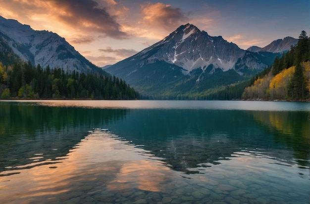 Paisagem tranquila de lagos de montanha