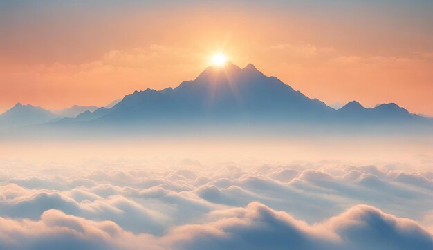 Paisagem tranquila de pôr-do-sol com nuvens etéreas