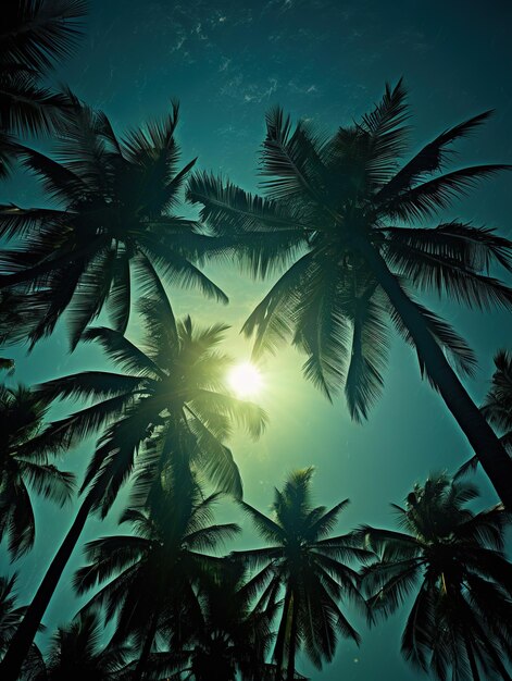 Paisagem tropical com altas palmeiras contra um céu azul brilhante perfeita para viagens ou t tropical