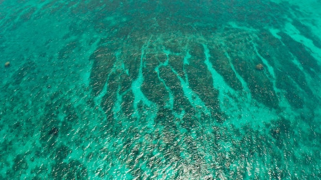 Paisagem tropical com mar azul e lagoa