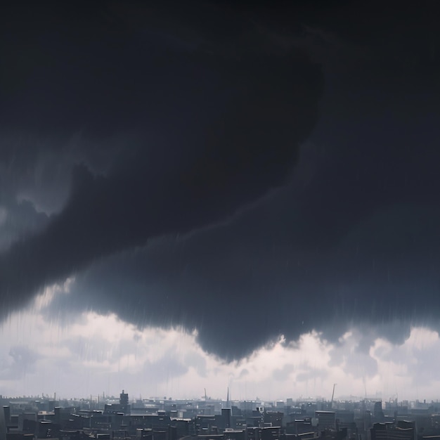 Paisagem urbana com nuvens de chuva sinistras durante a estação chuvosa Para Social Media Post Size