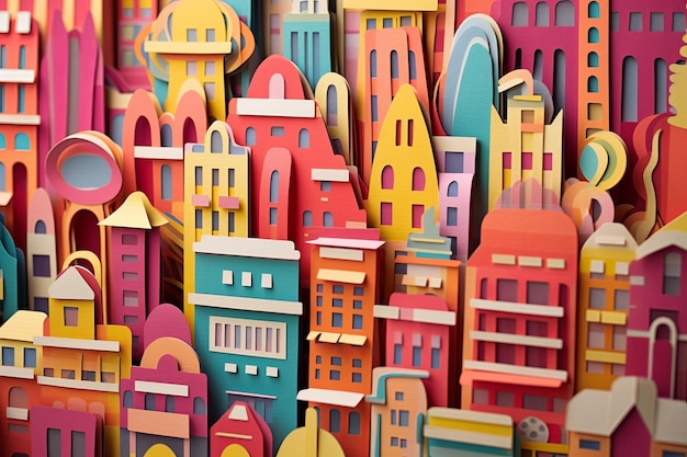 Paisagem urbana criativa feita de papel cortado