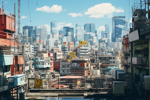 Paisagem urbana da cidade de Tóquio com vista para arranha-céus em um dia claro