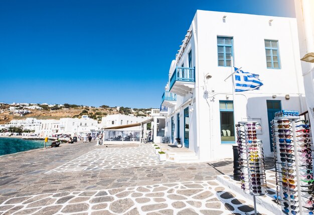 Paisagem urbana da ilha mykonos