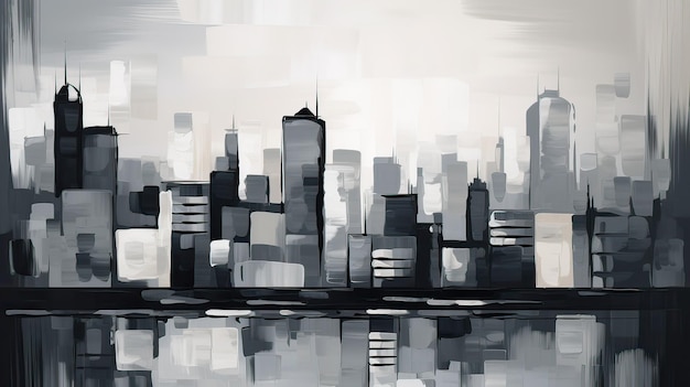 Paisagem urbana de pintura minimalista ai gerou ilustração de alta qualidade