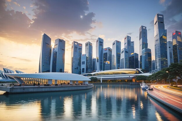 Paisagem urbana de Singapura na Marina Bay