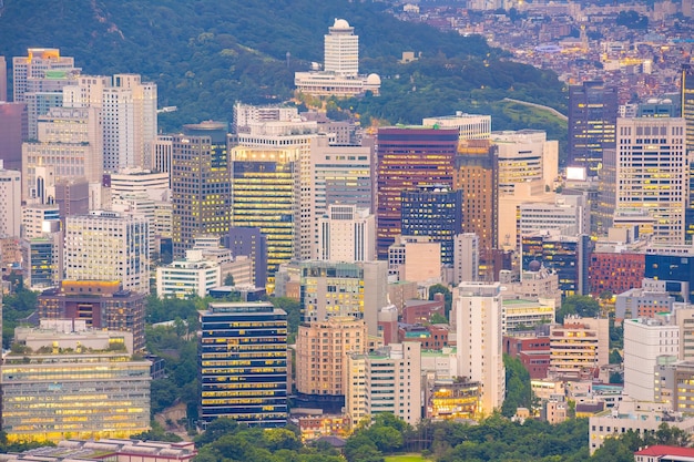 Paisagem urbana do centro da cidade de Seul da Coreia do Sul