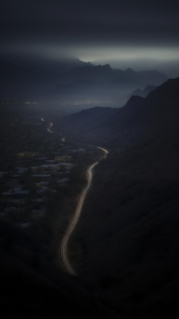 Paisagem urbana etérea capturando a hipnotizante sinfonia de luzes no topo da Majestic Mountain de Tucson