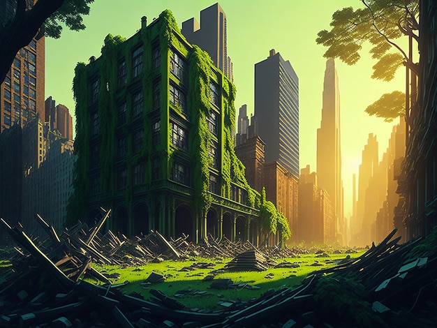 Paisagem urbana futurista da cidade ecológica AI Generative