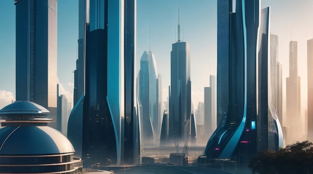 Paisagem urbana futurista em elegante elegância empresarial