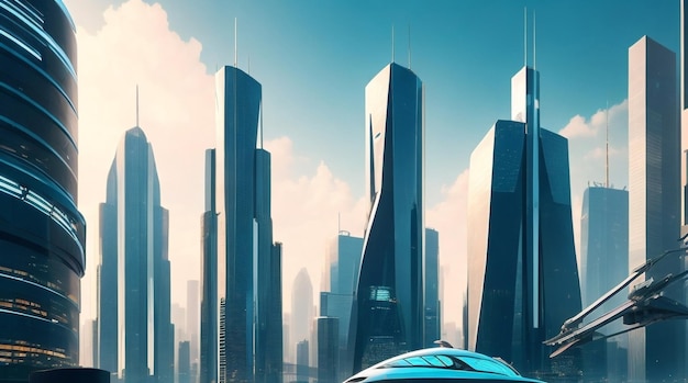 Paisagem urbana futurista em elegante elegância empresarial