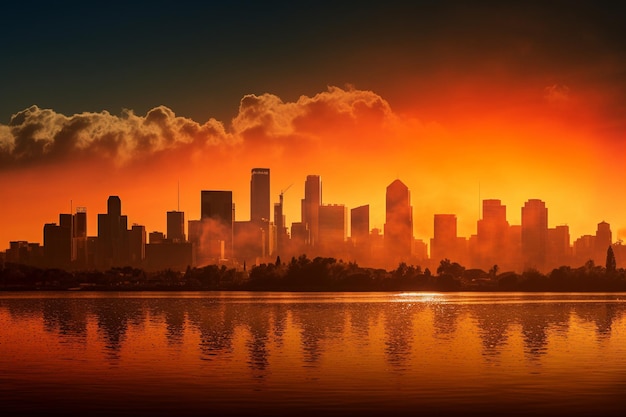 Foto paisagem urbana ilustrando o efeito da ilha de calor urbana e o impacto do aquecimento global