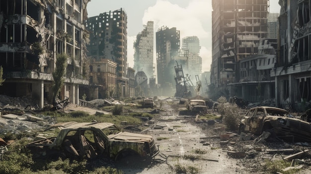 Paisagem urbana pós-apocalíptica uma visão assustadora de decadência urbana e desolação