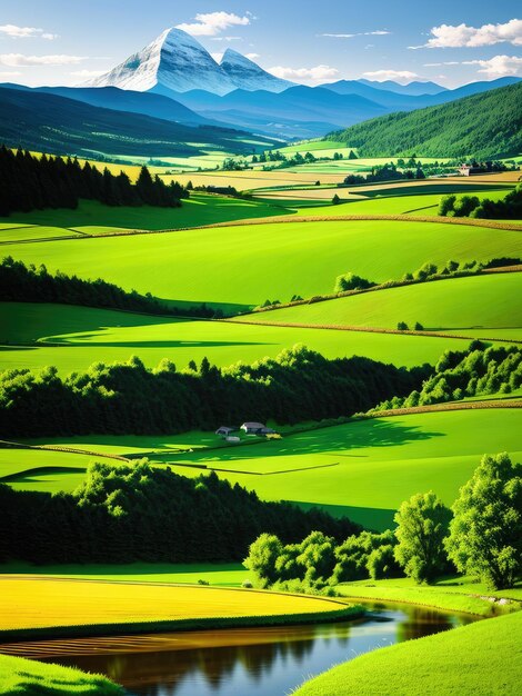 Paisagem verde de montanha Gerada por IA